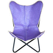 HILASON Genuine Leather Butterfly Chair Folding Lounge Modern Sling Accent Seat