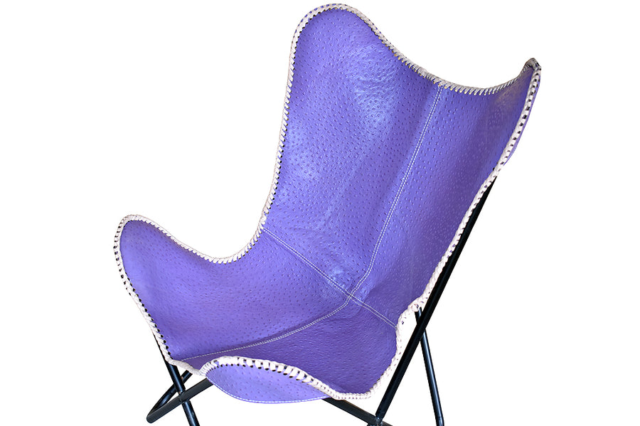 HILASON Genuine Leather Butterfly Chair Folding Lounge Modern Sling Accent Seat