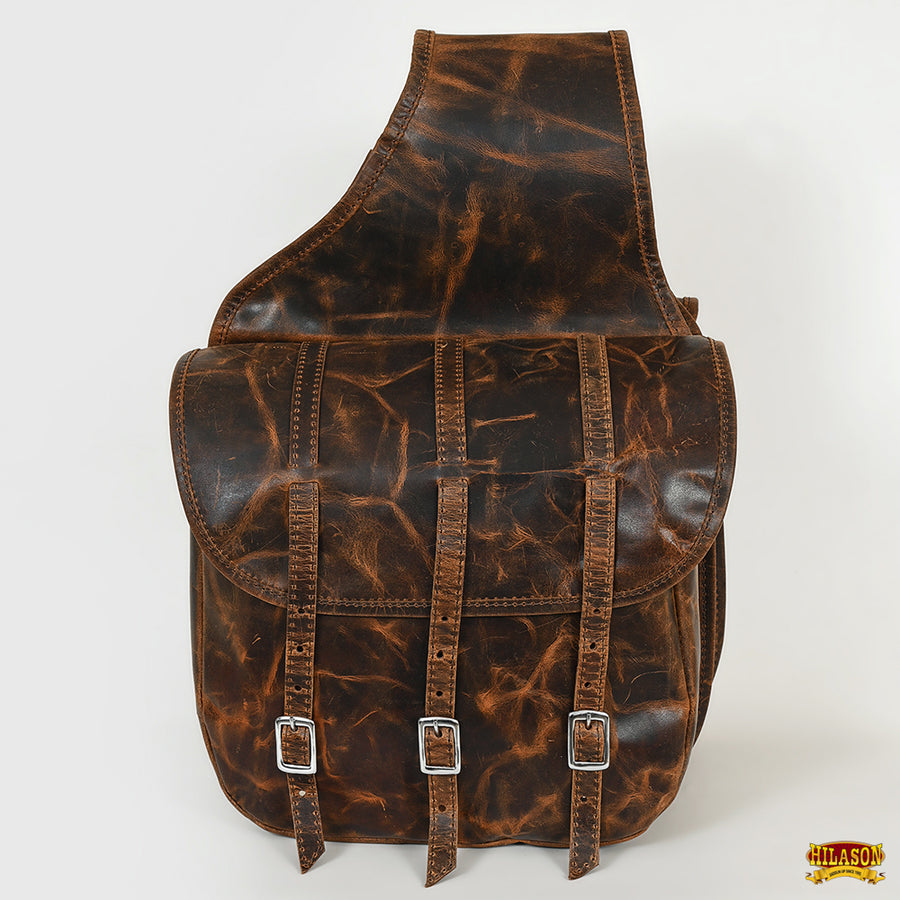HILASON Soft Leather Horse Saddle Bag Tan | Equestrian Western Adjustable Closure