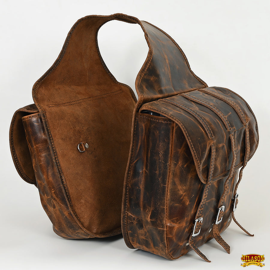 HILASON Soft Leather Horse Saddle Bag Tan | Equestrian Western Adjustable Closure