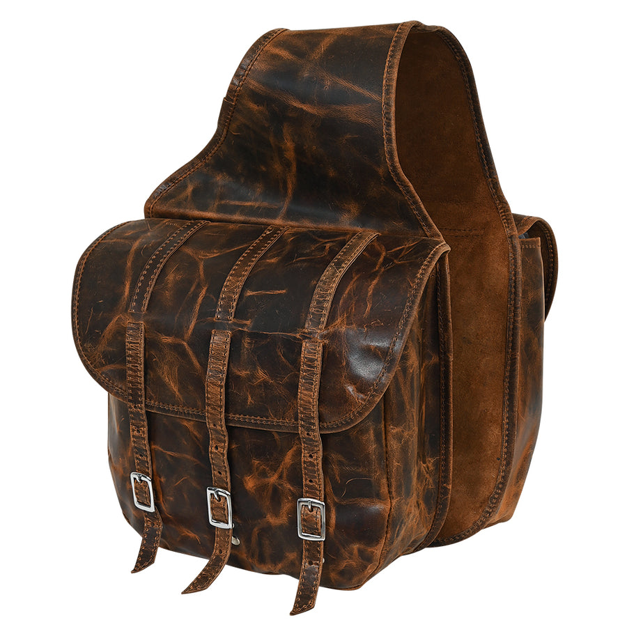 Hilason Western Horse Leather Saddle Bag Traditional Cowboy Trail Ride - Uhorse