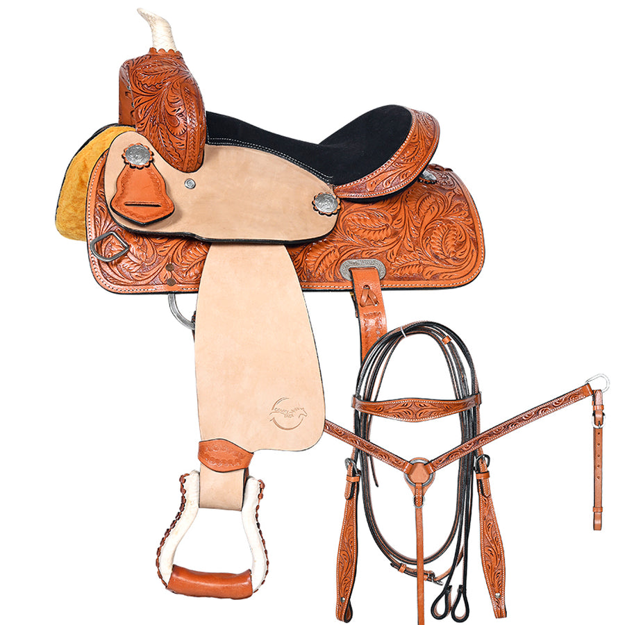 10 In Western Kids Youth Children Miniature Pony Saddle Leather Trail Tack - Uhorse