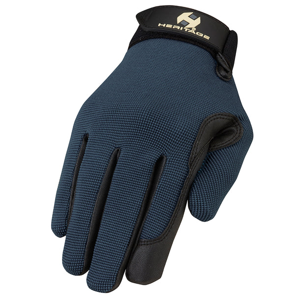 Heritage Performance Superior Fit Comfort H. Riding Glove Steel Blue – by Hilason – Cowboy and equestrian accessories