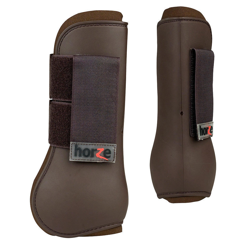 Pony Horze Hard Outer Shell Protect Neoprene Lining Tendon Boot Chocolate Brown