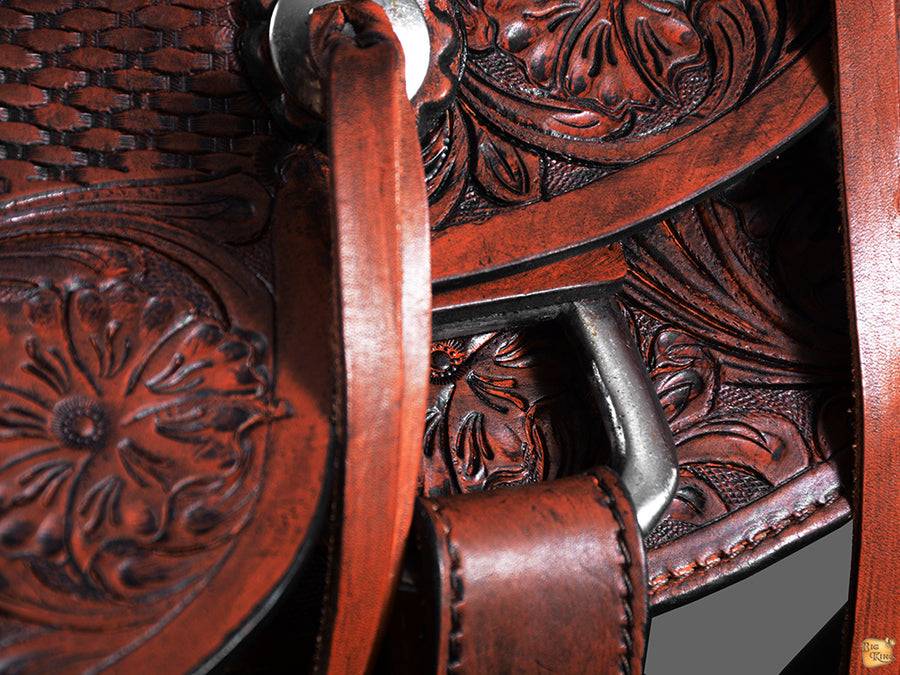 HILASON Western Horse Wade Saddle American Leather Ranch Roping Dark Brown | Hand Tooled & For Horses