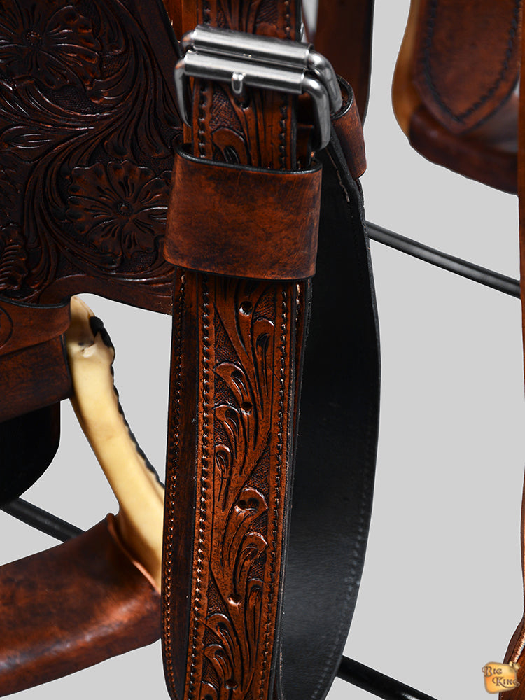 HILASON Western Horse Wade Saddle American Leather Ranch Roping Dark Brown | Hand Tooled & For Horses