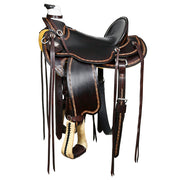 Hilason Western Horse Ranch Roping American Leather Wade Saddle Dark Brown