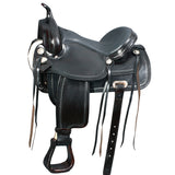 HILASON Western Horse Saddle American Leather Flex Tree Trail & Pleasure Black