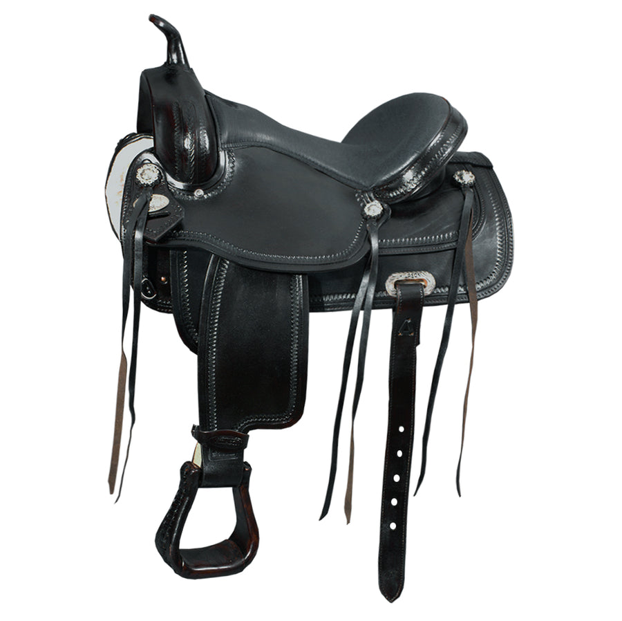 18 In HILASON Western Horse Saddle American Leather Flex Tree Trail and Pleasure Black - Uhorse