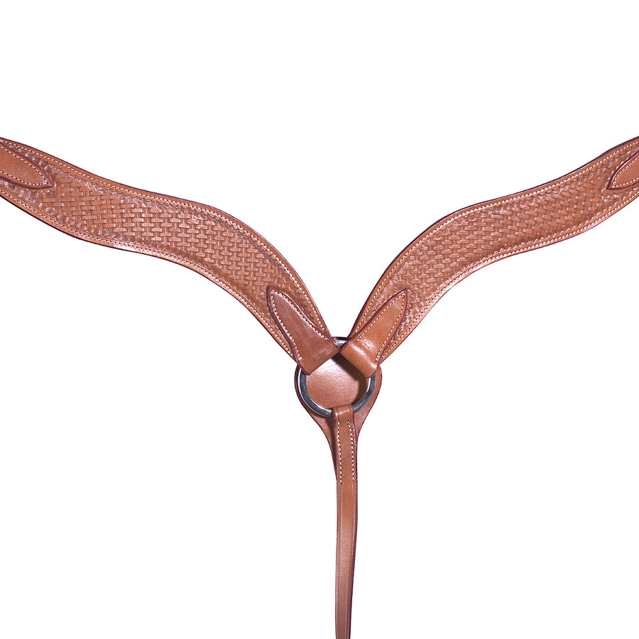 Western Horse Breast Collar Leather Tan Basket Comfytack