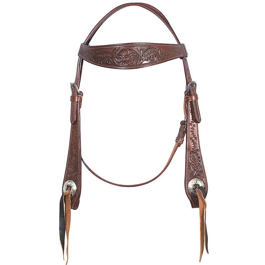 Western Horse Headstall Leather Brown Hilason - Hilason