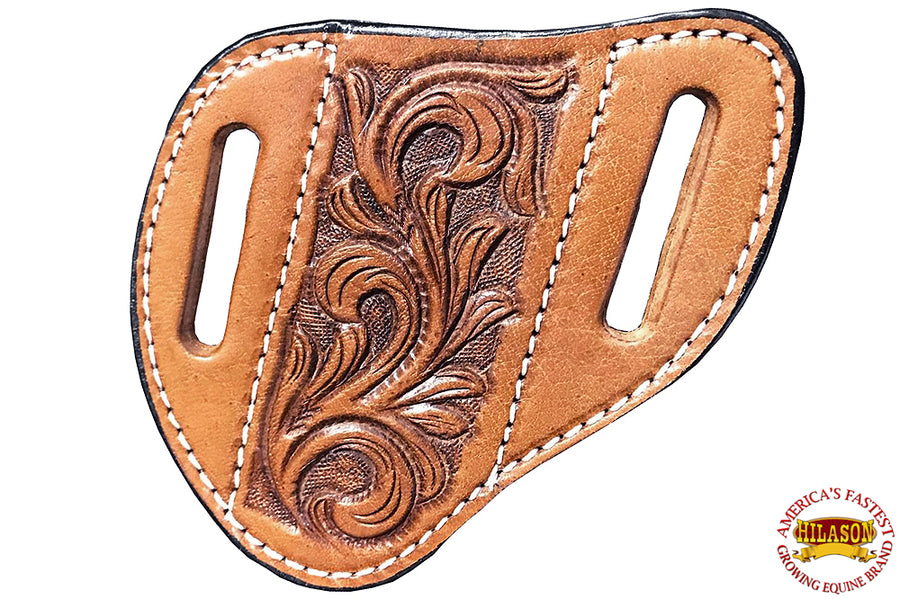 HILASON Leather Angled Knife Scabbard Sheath Cover Floral Tooled | Holster Pocket Buck