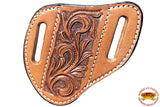 HILASON Leather Angled Knife Scabbard Sheath Cover Floral Tooled | Holster Pocket Buck