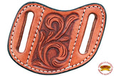 HILASON Leather Angled Knife Scabbard Sheath Cover Floral Tooled | Holster Pocket Buck