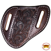 HILASON Leather Angled Knife Scabbard Sheath Cover Floral Tooled | Holster Pocket Buck