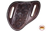 HILASON Leather Angled Knife Scabbard Sheath Cover Floral Tooled | Holster Pocket Buck