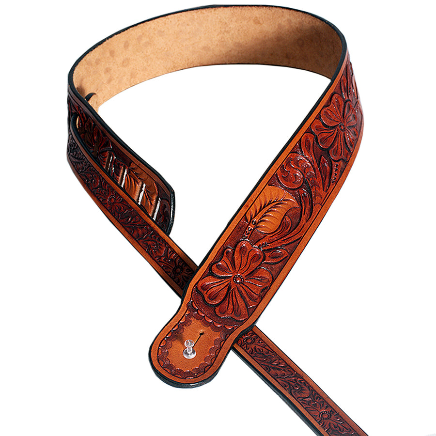 Leather Guitar Bass Strap 3.25" Mahogany Great American - Uhorse