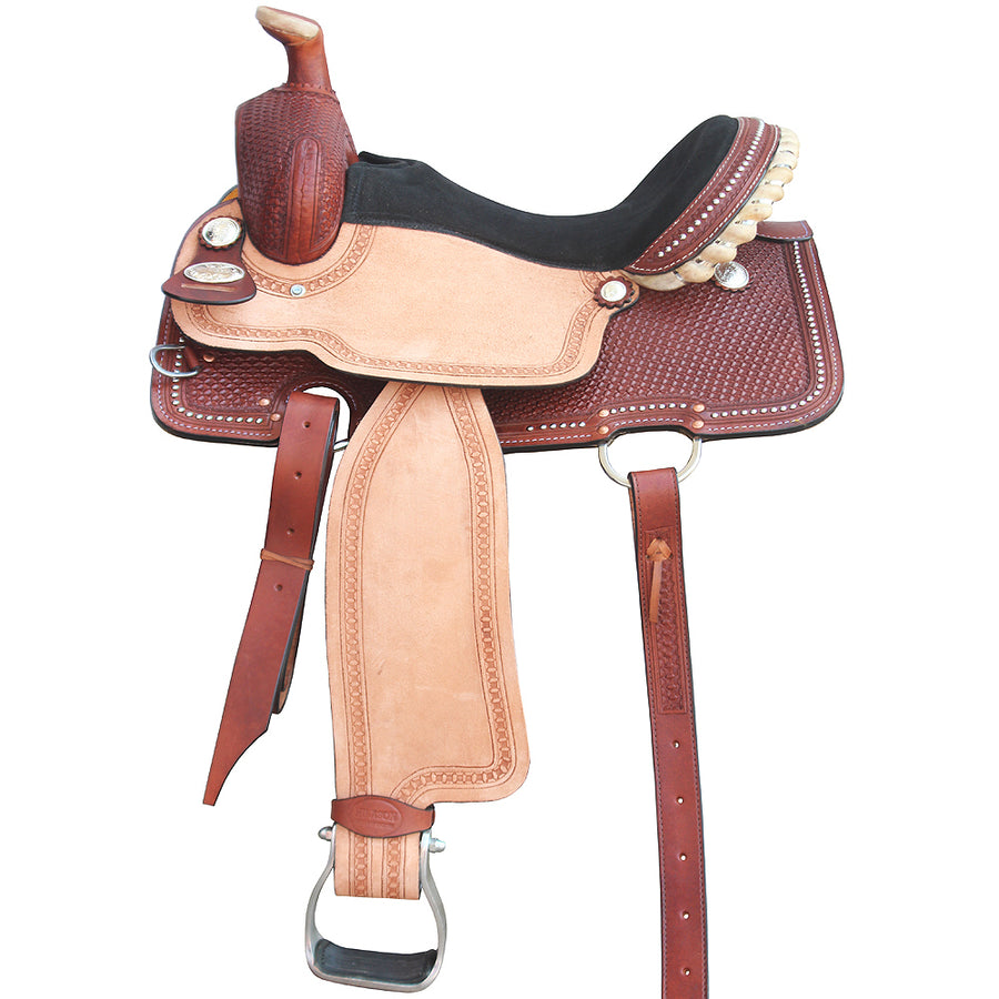 HILASON Western Horse Saddle Leather Ranch Roping Cowboy Trail | Treeless for Horses