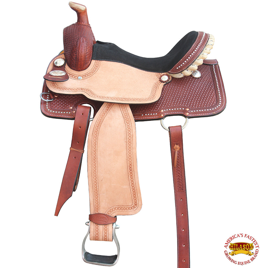 16 In W. H. Ranch Roping Wade Saddle American Leather Hilason – by Hilason – Cowboy and equestrian accessories
