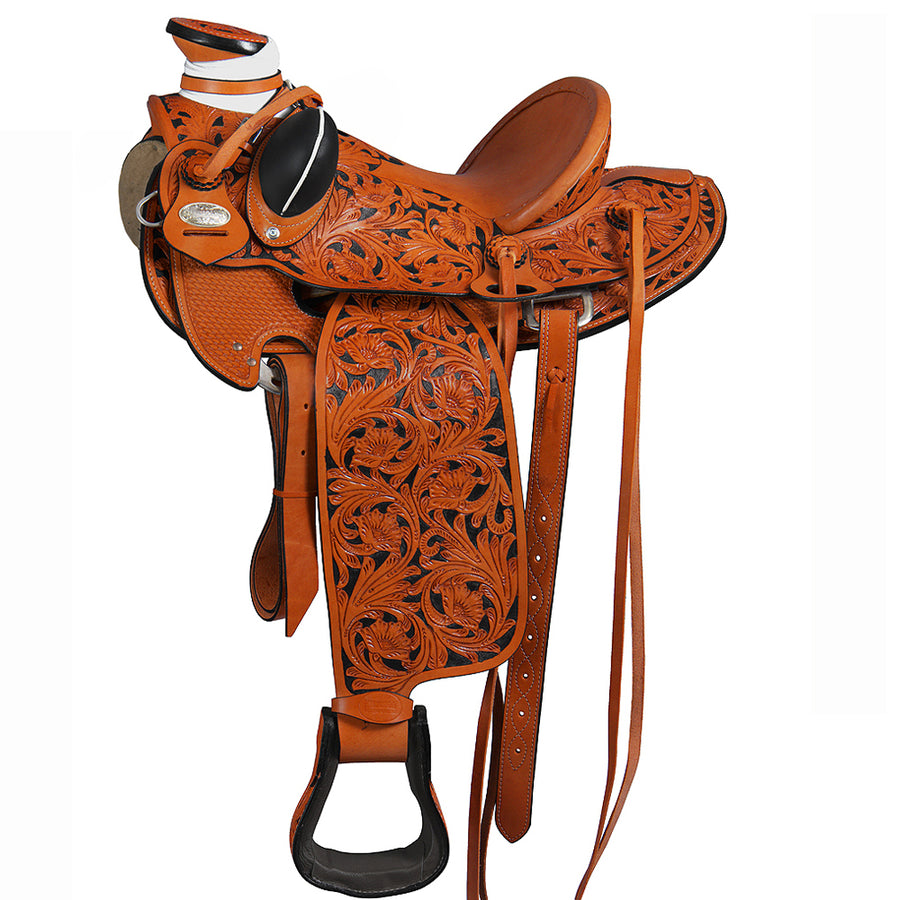 17 In Hilason Western Horse Wade Saddle American Leather Ranch Roping Oiled - Uhorse