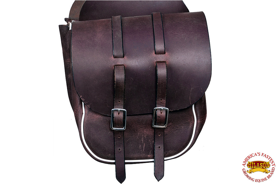 HILASON Soft Leather Horse Saddle Bag Dark Brown | Equestrian Western Adjustable Closure