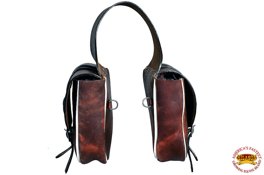 HILASON Soft Leather Horse Saddle Bag Dark Brown | Equestrian Western Adjustable Closure