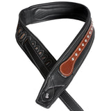 Leather Guitar Bass Strap 3.25" Dual Color Padded Black By Great American