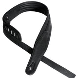 Leather Guitar Bass Strap 3.25" Dual Padded Black By Great American