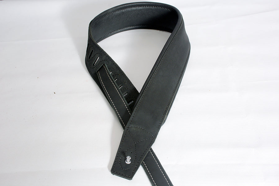 Leather Guitar Bass Strap 3.25" Dual Padded Distressed By Great American