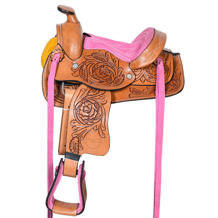 8 In Kids Youth Children Miniature Pony Saddle Leather Pleasure Western - Uhorse