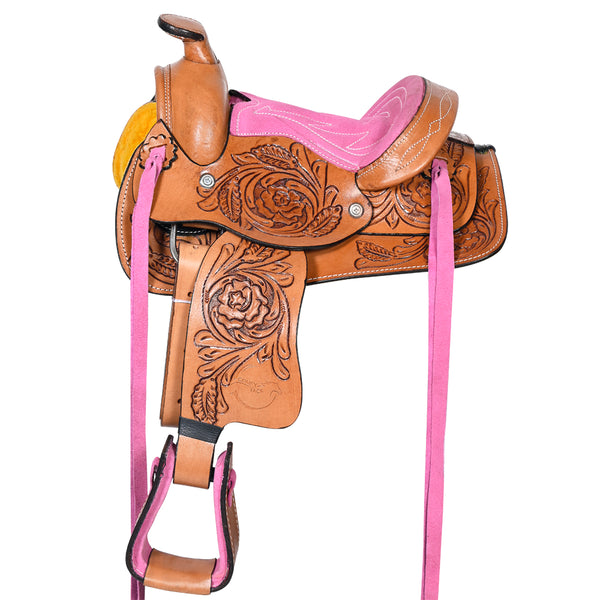 Comfytack Kids Youth Children Miniature Pony Saddle Leather Pleasure Western - Uhorse