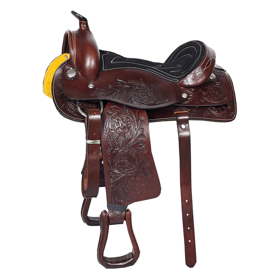 Comfytack 12 in Black Western Kids Youth Children Miniature Pony Saddle Leather Trail Tack - Uhorse