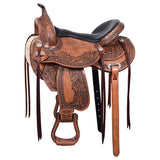16 In HILASON Western Horse Saddle American Leather Flex Tree Trail and Pleasure Antique Brown - Uhorse