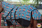 Hilason 1200D Winter Horse Turnout Blanket W/ Neck Cover Belly Wrap Turquoise