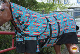 Hilason 1200D Winter Horse Turnout Blanket W/ Neck Cover Belly Wrap Turquoise