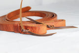 Hilason Leather Horse Split Reins Water Loops Tie Laces Brown