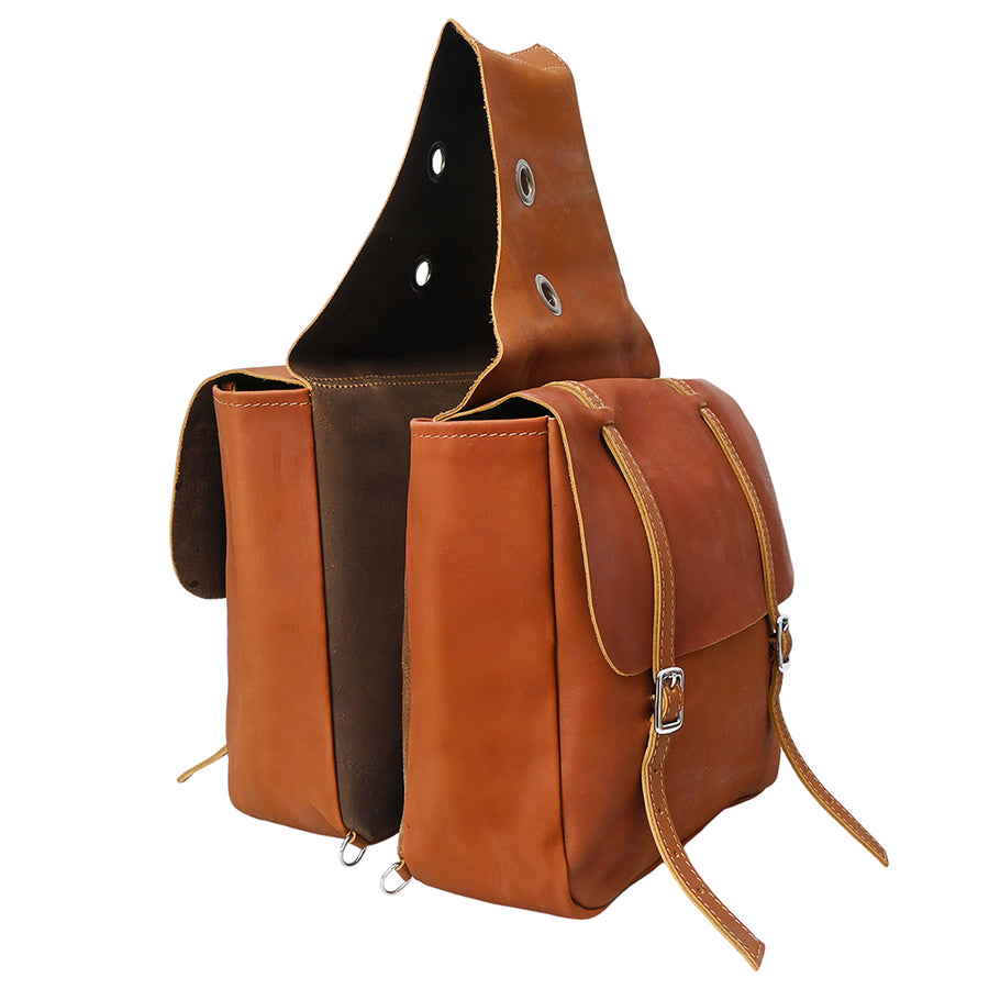 Hilason Western Horse Leather Saddle Bag Heavyduty Traditional Trail Ride - Uhorse