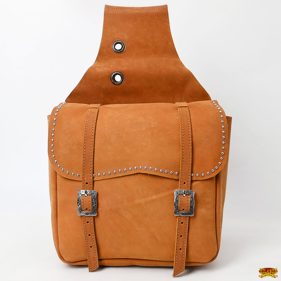 HILASON Soft Leather Horse Saddle Bag Tan | Equestrian Western Adjustable Closure