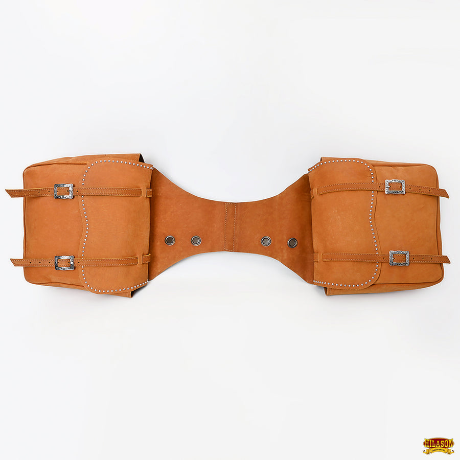 HILASON Soft Leather Horse Saddle Bag Tan | Equestrian Western Adjustable Closure