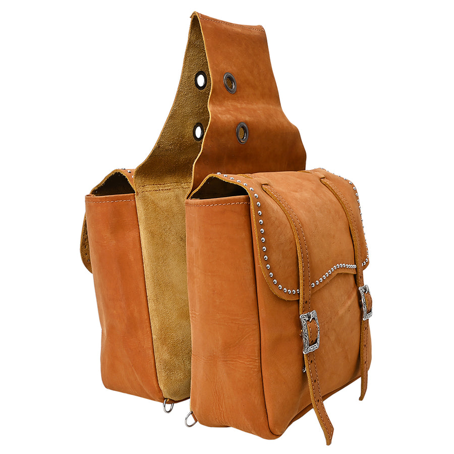 Hilason Western Horse Leather Saddle Bag Heavyduty Traditional Trail Ride - Uhorse