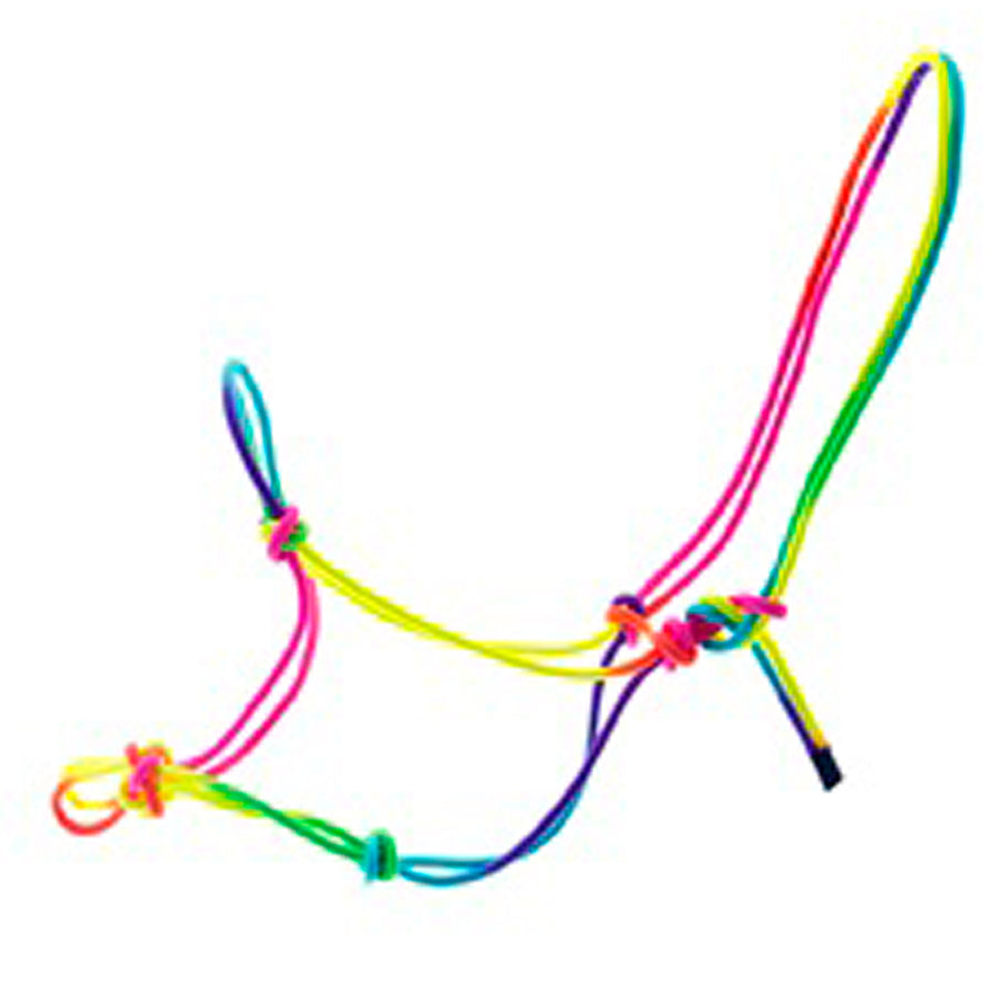 Colorful nylon rope halter with knots - Hilason