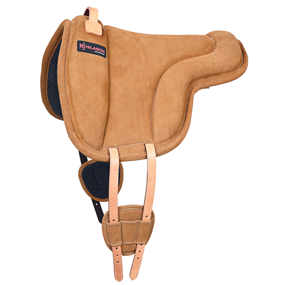 Hilason Horse Bareback Saddle Pad Anti Slip Base Suede Leather Tan