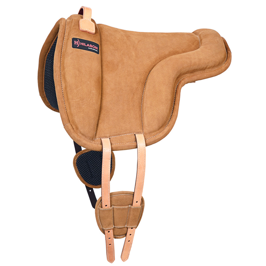 Hilason Horse Bareback Saddle Pad Anti Slip Base Suede Leather Tan - Uhorse