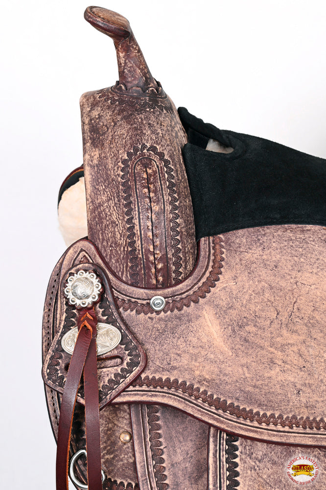 HILASON Western Horse Saddle American Leather Treeless Trail Pleasure | Barrel for Horses