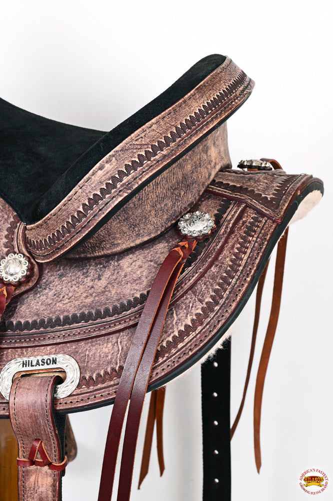 HILASON Western Horse Saddle American Leather Treeless Trail Pleasure | Barrel for Horses