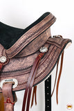 HILASON Western Horse Saddle American Leather Treeless Trail Pleasure | Horse Saddle | Western Saddle | Leather Saddle | Treeless Saddle | Barrel Saddle | Saddle for Horses