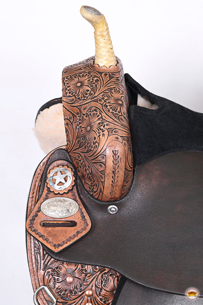 HILASON Western Horse Saddle American Leather Treeless Trail Barrel | for Horses