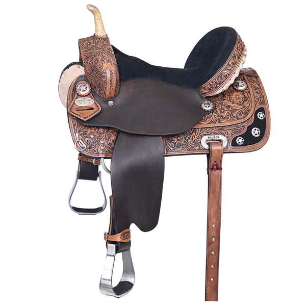 Hilason Western Horse Treeless Trail Barrel American Leather Saddle - Uhorse