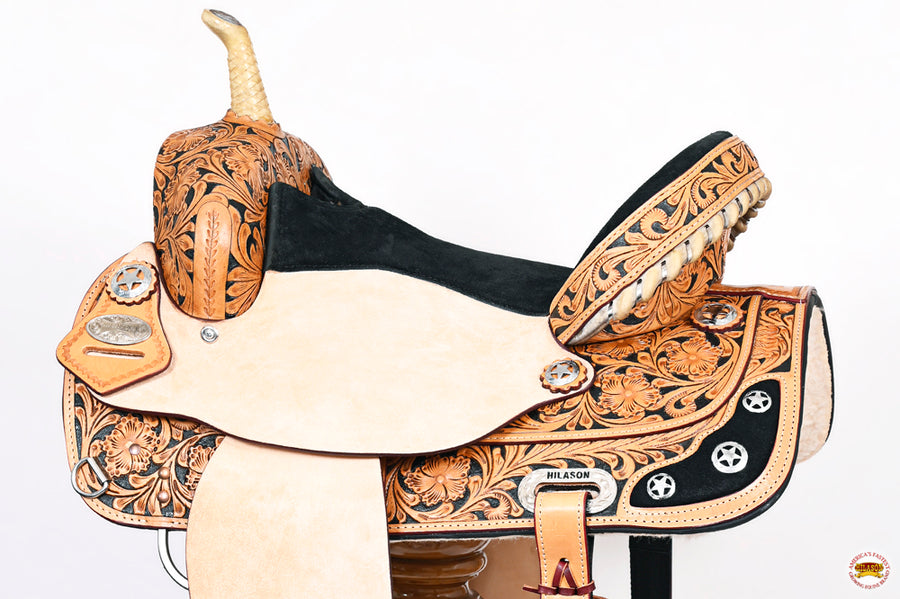 HILASON Western Horse Saddle American Leather Treeless Trail Barrel | for Horses