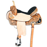 14 In W. H. Saddle American Leather Treeless Trail Barrel Hilason – by Hilason – Cowboy and equestrian accessories